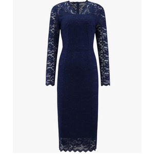 Women's Floral Lace Dress V Neck Long Sleeve Cocktail Wedding Bodycon Pencil Dresses M