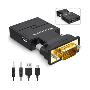 VGA to HDMI Adapter with Audio, Uni-Direction VGA (Source) to HDMI (TV/Monitor), Active VG A in HDM I Convertor Male to Female 1080P Video Dongle for Laptop,Computer,Projector
