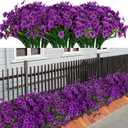 LikSoor 21 Bundles Artificial Outdoor UV Resistant Flowers No Fade Fake Outside Flowers Plastic Greenery Faux Shrubs Garden Porch Window Box Home Decoration(Violet)