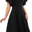Bridesmay Women's Formal Wedding Guest Dress for Women 2026 Short Sleeve Fit and Flare Tea Party Dresses (Black, XXL)