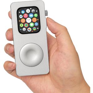 Aluminum Alloy Case for Apple Watch 49mm 44mm 45 46 42 40 41mm-Turn Your Apple Watch into a Smartphone,Retro iPod Style Metal Protective Cover with Click Wheel (Silver, 46mm - Series 11/10)