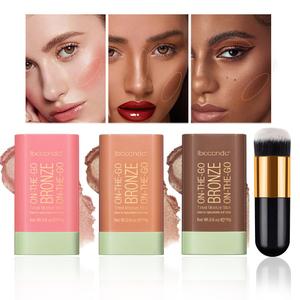 3 Pcs Cream Contour Sticks, Includes Bronzer Stick and Cream Blush Stick, Eyeshadow Stick Face Contouring Pen Face Makeup for Beginners, Long Lasting, Smooth Natural, Water-resistant