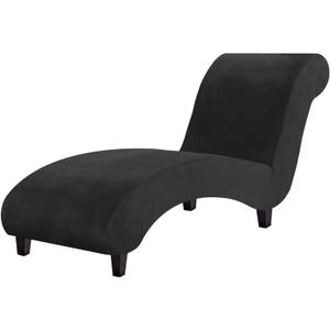 H.VERSAILTEX Chaise Lounge Cover Indoor Velvet Chaise Slipcover High Stretch Lounge Chair Cover Luxury Armless Chaise Cover for Living Room, Machine Washable, Black