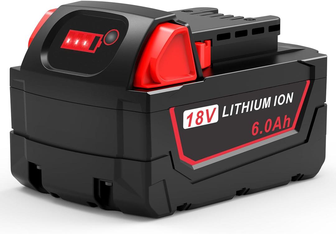 18V 6.0Ah Capacity Battery - Replacement for Milwaukee 18V Battery Compatible with Milwaukee 18 volt Batteries 48-11-1850 48-11-1852 48-11-1850R 5.0Ah 48-11-1840 4.0Ah 48-11-1828 3.0Ah 48-11-1820