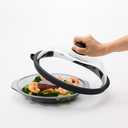 OEC Lightweight Tempered Glass Lid with Water Inlet  Food Splatter Cover, Food-Grade & BPA-Free, Fits Most Plates and Bowls (9.5")