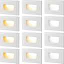 FTL 12-Pack Outdoor Step Lights LED Stair Lights Indoor, 12V 3000K/4000K/5000K Color Changing Deck Stair Light Outdoor, 3.5W 150LM Low Voltage Lights for Steps, Waterproof White