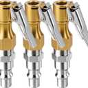 Air Chucks for Tires, 6 Pack Sturdy & Durable Locking Air Chuck with Easy Lock-on Clip, Heavy Duty Solid Brass, 1/4" Female NPT Threads, Universal Connect for Tire Inflator, Gauge, Compressor