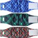 wegreeco Washable Male Dog Belly Band (Stylish Pattern)- Pack of 3 - Washable Male Dog Belly Wrap, Dog Diapers Male (Blue, Green, Red Plaid, XL) (X-Large (22" to 27"))