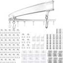 Flexible Ceiling Curtain Track | 16.4 ft (5 m) Curved Curtain Rail with Mute Rollers | Bendable Mount for Shower Bay Window RV Room Divider