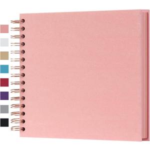 potricher 8 x 8 Inch DIY Scrapbook Photo Album 80 Pages Thick Kraft Blank Pink Paper Memory Book for Wedding and Anniversary Family (Pink, 8 Inch)