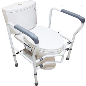 Adjustable Toilet Grab Bar, Stainless Steel Bathroom Safety Frame, No-Tool Assembly, Non-Slip Support Rail for Elderly, Pregnant Women, Disabled