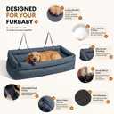 FUNNYFUZZY Large Dog Car Seat for Medium Large Sized Dogs Up to 65 lbs, Waterproof and Washable Leather Dog Booster Seat Car Bed for Travel and Home,Portable and Safety Pet Cars Seat (Slate Blue)