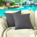 4TH Emotion Outdoor Waterproof Throw Pillow Covers Garden Cushion Case for Patio Couch Sofa Polyester Home Decoration Pack of 2, 16 X 16 Inches Carbon Black