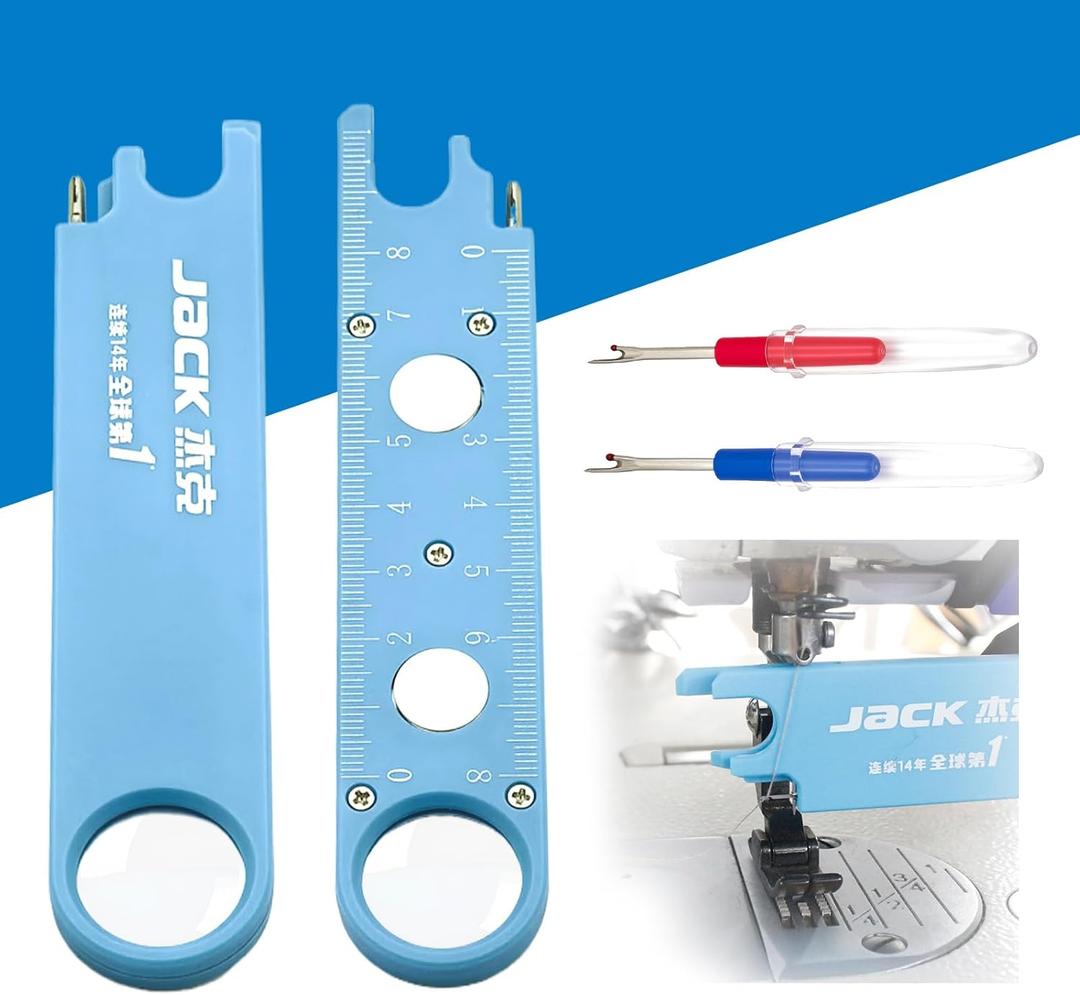 Jack Quick Threading Device for Sewing Machine Needle Threading,Anti Prick Hands,Sewing Machine Needle Threader 3 in 1 Jack Sewing Tool and 2 Seam Rippers,Sewing Supplies, (Blue)