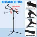 Relaxweex 4 Sets Mic Stand Adjustable Boom Arm Microphone Stand with Tripod Base Boom Microphone Stands Height Adjustable 32.7-90.5 Inch with Mic Clips 3/8"-5/8" Adapter for Singing Performance Stage
