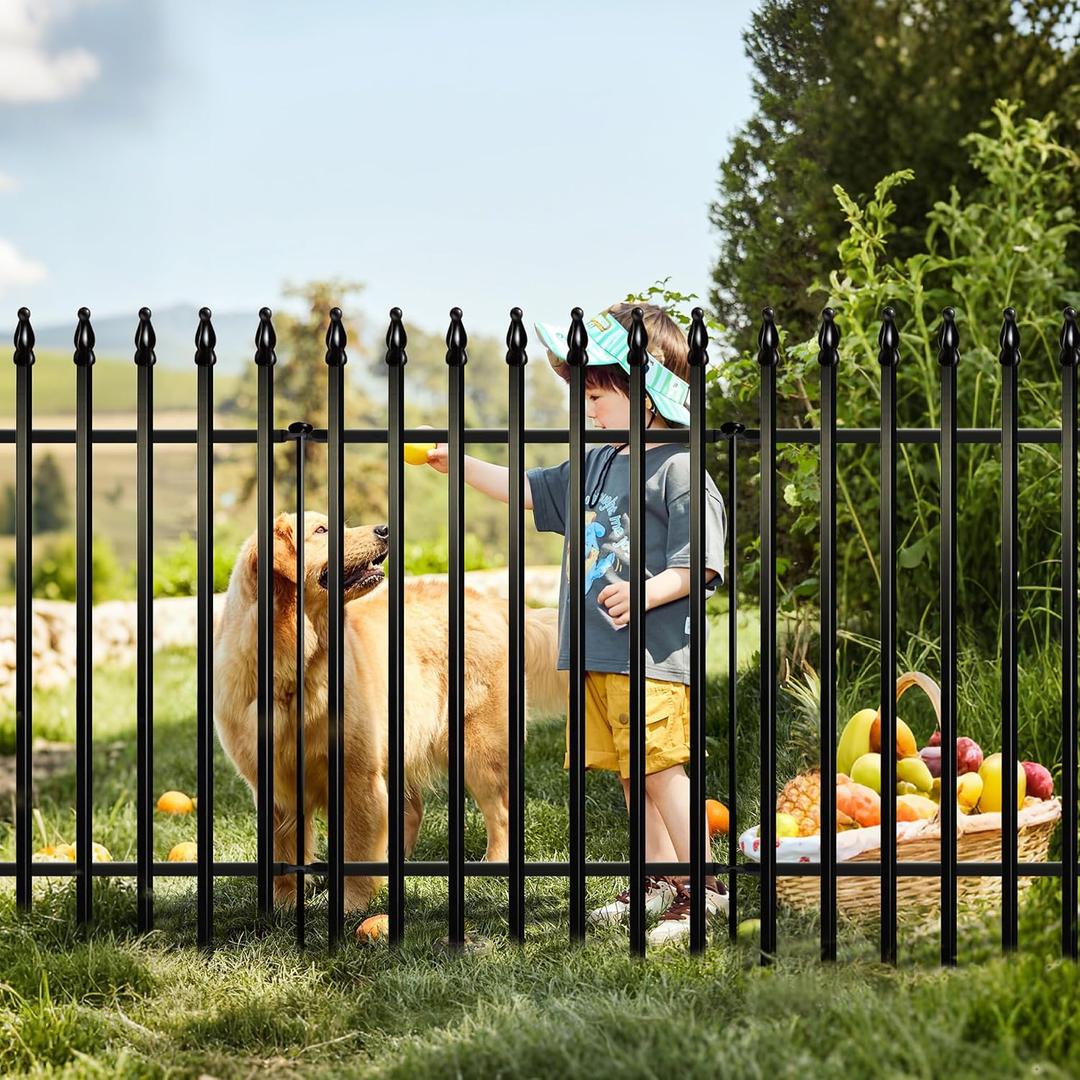Thealyn Metal Decorative Garden Fence 42" H x 30" W (5 Panels, Total Length 12.5 feet), Metal Border Folding Fence, Landscape Fencing Dog Fence Pet Fence for Flower Bed, Yard, Animal Barrier