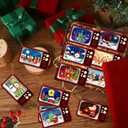 2 x Christmas Tree Ornaments Traditional Christmas Santa Scene TV Hanging Ornaments Xmas Vintage TV Wooden Cutouts Hanging Signs for Xmas Tree Winter Holiday Party Indoor Outdoor Decorations Supplies