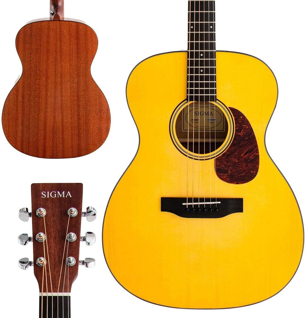 SIGMA 40 Acoustic Guitar, OOO, 4/4 Full-Size, with D'Addario EXP16 Strings, Solid Spruce Top, Vintage Tinted Gloss, Mahogany Back & Sides, Right(10A)