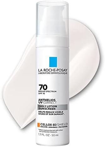 La Roche-Posay Anthelios UV Correct Sunscreen Moisturizer SPF 70, Daily Anti-Aging Face Moisturizer with Sunscreen and Niacinamide to Even Skin Tone & Fine Lines, Sun Protection for Sensitive Skin EXP 2026/07/31