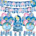 Cinderella Party Decorations,Birthday Party Supplies For Princess Cinderella Party Supplies Includes Banner - Cake Topper - 12 Cupcake Toppers - 18 Balloons - 2 Cinderella Foil Ballons