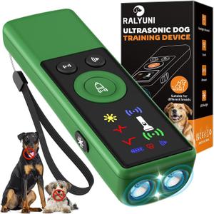 Ultrasonic Dog Bark Deterrent Device, Anti-Barking Control Device with LCD Screen & 3 Modes, Dog Training Tools to Stop Bad Behaviors, Safe Trainer Up to 35ft for Indoor Outdoor Use-03 (Army Green)