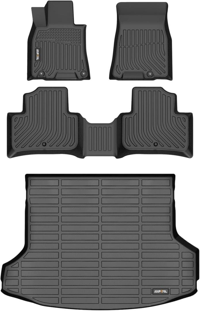 AIPOIL Floor Mats & Cargo Liner Set for 2022-2025 Genesis GV70 All Weather Protection TPE Anti-Slip Automotive Full Set Custom Car Mats Accessories - Black