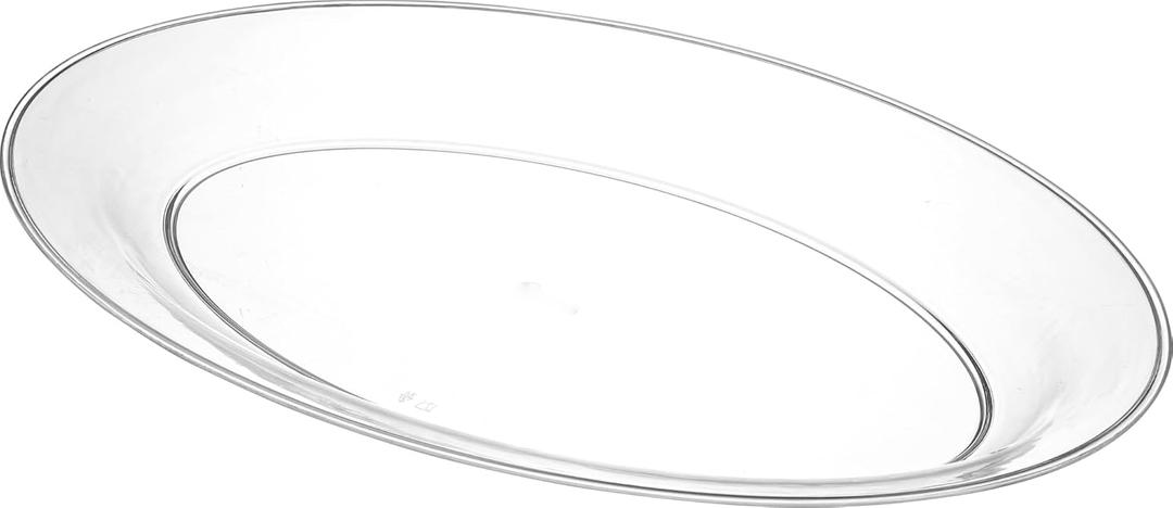 PLASTICPRO Plastic Oval Serving Trays - Serving Platters Oval 11 X 16 Disposable Party Dish Crystal Clear Pack of 4