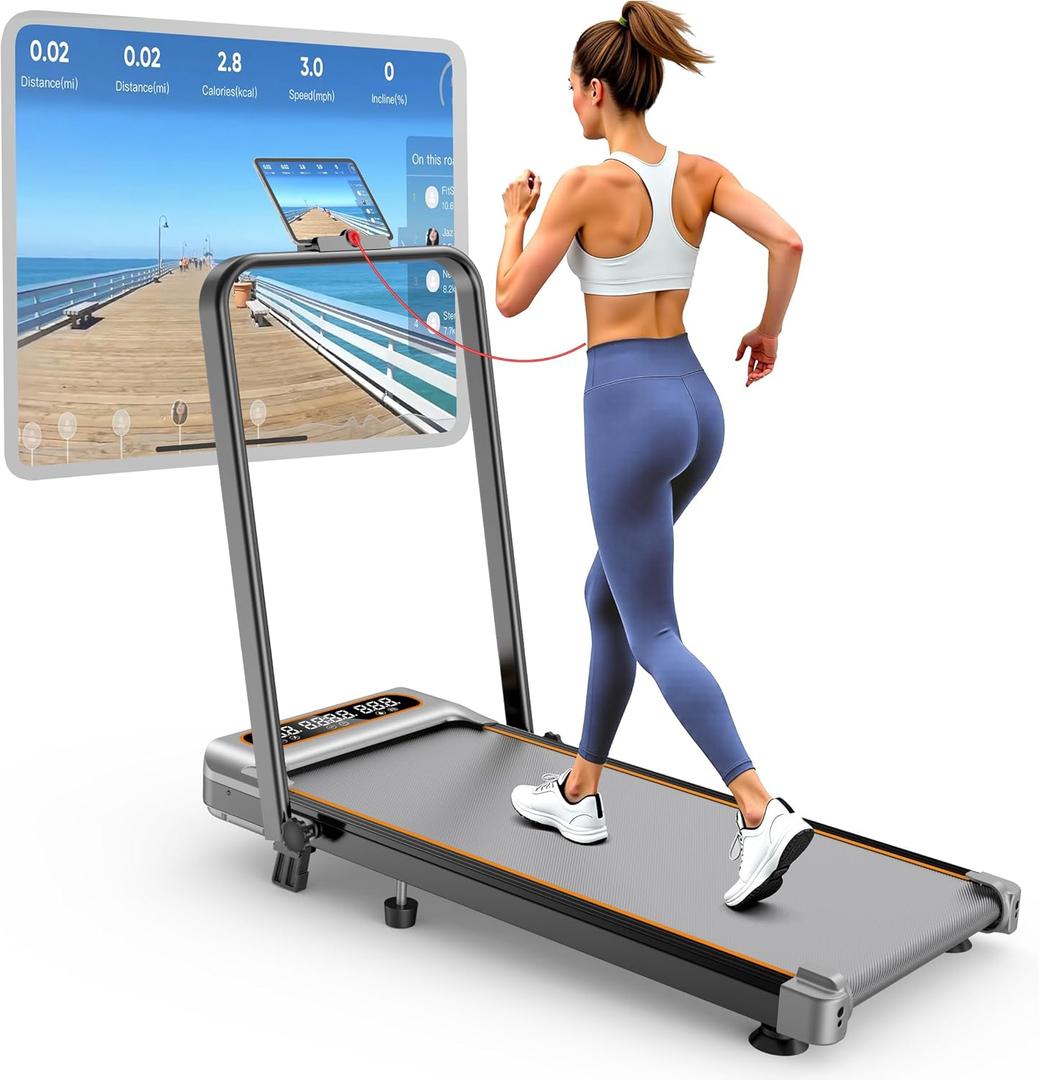 Walking Pad with 10% Incline Upgrade 3.5HP Low Noise Walking Pad Treadmill with Handle Bar 4 in 1 Portable Under Desk Treadmills for Home/Office
