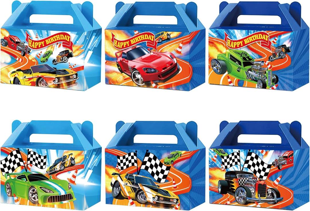 24Pcs Race Car Party Treat Boxes Hot Car Gift Box Birthday Supplies Wheels Wild Goodie Gift Boxes Race Cars Favor Box for Kid Boy Wheels Cars Birthday Baby Shower Game Party Decoration Blue