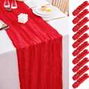 12 Pack Red Table Runner 17x108 Inch Red Cheesecloth Table Runner Semi Gauze Table Runners Rustic Sheer Fabric Cheese Cloth Table Runners for Wedding Party Birthday Baby Bridal Shower