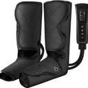 Leg Massager with Heat and Compression, Leg Compression Massager with 6 Modes, 3 Intensity and 2 Heat for Edema, Leg Massager for Circulation and Pain Relief, Gifts for Mom Dad (Black)