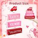 4 Pcs Valentine's Day Wooden Tiered Tray Decor, Love Truck Decorations Gifts for Lover Wife Husband Boyfriend Girlfriend, Valentine Table Centerpiece for Home Kitchen Bedroom Decor (Deep Pink)