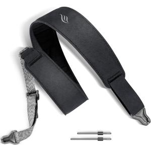 enya Magnetic Strap for Guitar, Bass, and Ukulele - Quick Release, Single-Hand Adjustable, with Leathery Texture (Black)