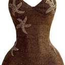 RoseSeek Women's Boho Sequin Mini Dress Halter Tie Back V Neck Bodycon Dresses Sparkle Dress (Brown, S)