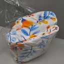 JSD Floral Printed Sheet Set Queen Size, 4 Piece Flower Pattern Microfiber Bed Sheets Deep Pocket (Blue Orange Floral)