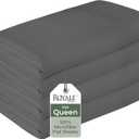 Royale Linens 2 Pack Bulk Flat Sheet Set - Top Sheets - Soft 1800 Microfiber - Wrinkle & Stain Resistant - for Hotel, Massage Table, Hospital, Dorm - Queen Flat Sheet Sold Separately (Queen, Grey)