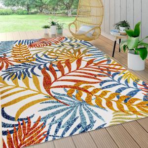 JONATHAN Y AMC100B-5 Tropics Palm Leaves Indoor Outdoor Area Rug Bohemian Floral Easy Cleaning High Traffic Bedroom Kitchen Backyard Patio Porch Non Shedding, 5 X 8, Cream/Orange (5'3" x 7'6" (Rectangular))