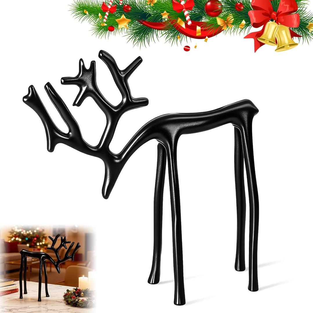 Christmas Decorations,Black Reindeer Statues, Modern Xmas Figurines,Elegant Indoor Holiday Decor - Table Centerpieces - Ideas for Living Room Bedroom Office