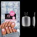 UNA GELLA Toe Nail Tips Full Cover, 216 Pcs Square Round Toe Nail Press Ons Clear Preshape Gel Toe Nail Tips Double Matte Acrylic Fake Toenails Extensions DIY Home Nail Salon for Women, 15 Sizes
