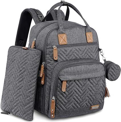 iniuniu Baby Diaper Bag Backpack, 4 in 1 kit Large Capacity Travel Backpack | Waterproof Backpack for Moms Dads,Travel Backpack with Pouch,Washable Changing Pad, Baby
