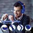 9S Wireless Over-Ear Bluetooth Headphones, 60 Hours Playtime, Hi-Fi Stereo, 6 EQ Modes, Built-in Microphone, Foldable Design, Blue