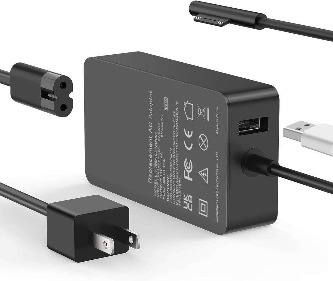 Surface Pro Charger 65W Laptop Charger, Compatible with Microsoft Surface Pro 9/8/7/6/5/4/3/X Surface Go 3/2/1 Surface Laptop 5/4/3/2/1 Surface Book 3/2/1