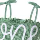 Baby Girl 1st Birthday Clothes One Year Old Tulle Romper Sleeveless Bodysuit Cake Smash Outfits (9-12 Months, Green)