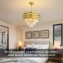 Modern Crystal Chandelier Gold Round Chandeliers for Dining Room Chandelier for Living Room Entryway Foyer Bedroom Kitchen Small Flush Mount Ceiling Pendant Light Fixtures 5-Lights W15.7