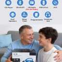 Greadio Boombox CD Player for Home with Bluetooth, Portable CD Player Boom Box with FM Radio, Stereo Sound, AC/Battery Powered, CD/CD-R/RW Compatible, Support AUX/USB/Headphone (Blue)