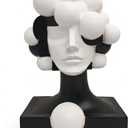 Abstract Face Sculpture Decor, Black and White Minimalist Art Bust Statue, Modern Sculptures Decorations for Home Living Room Table Office Desk, Unique Gift for Art Lovers (Black and White Statue - B)