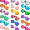 Matcheck 10/18 Pack Neon Colors Party Sunglasses Mirrored lens Colored Glasses Bulk Retro Shades for Unisex Adults Teens
