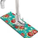 Kitchen Sink Splash Guard Faucet Mat Super Absorbent Fast Drying Mat Sink Gadgets Splash Guard Behind Faucet Drip Catcher for Kitchen (Boho Flowers, 15x5.5in)