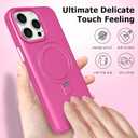 ankofave for iPhone 15 Pro Max Case with Magnetic Invisible Stand, Matte Luxury Metallic Luster, 3.0 mm Thick Protection Hard PC Scratch-Resistant Phone Case for iPhone 15 Pro Max 6.7", Rose Red