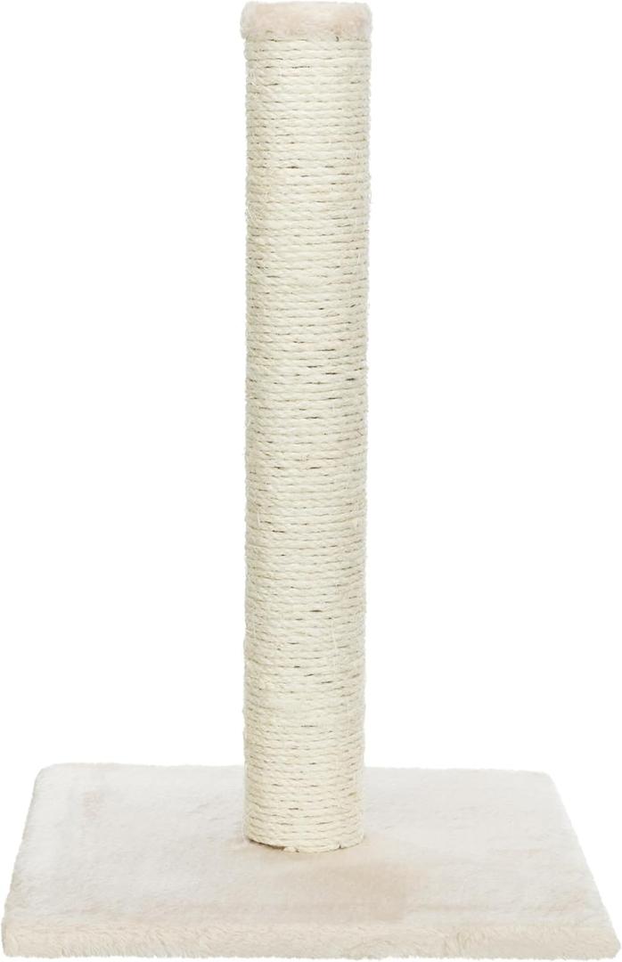Trixie Parla Cat Scratching Post 24.4 Inch - Cat Scratcher with Soft Fabric Covering Base and Durable Natural Jute Rope - Beige